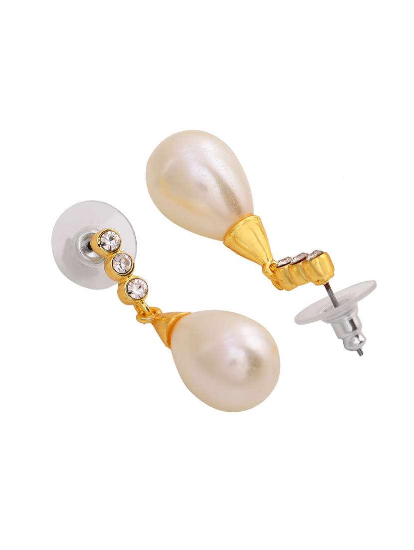 white metal drop earring - 17327638 -  Standard Image - 3