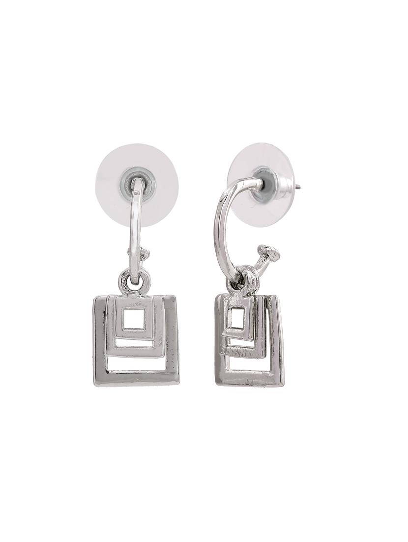 silver metal hoop earring - 17327675 - Standard Image - 3