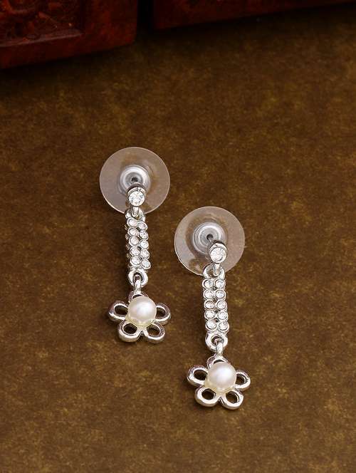 silver metal drop earring - 17327684 - Standard Image - 0
