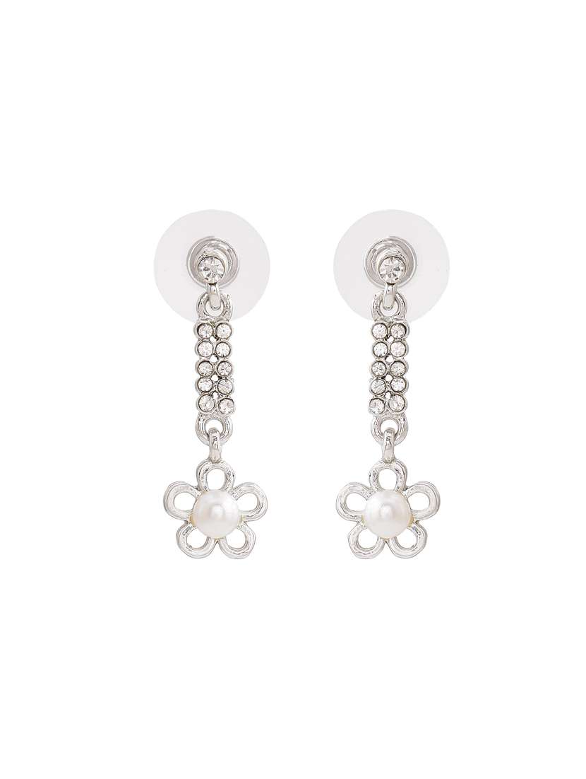 silver metal drop earring - 17327684 - Standard Image - 3