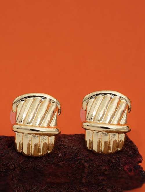gold metal studs earring - 17327705 - Standard Image - 0