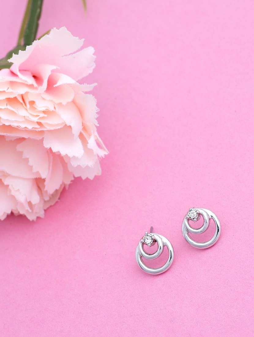 white metal studs earring - 17327726 - Zoom Image - 0