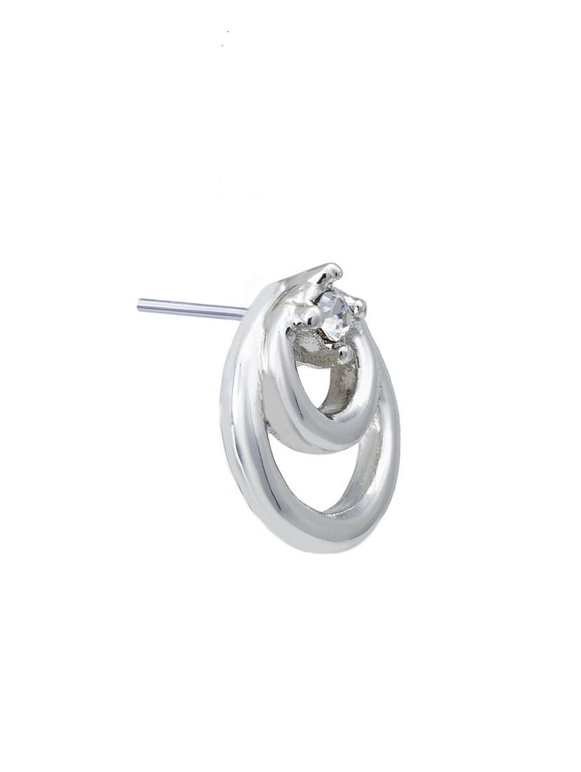 white metal studs earring - 17327726 - Standard Image - 3