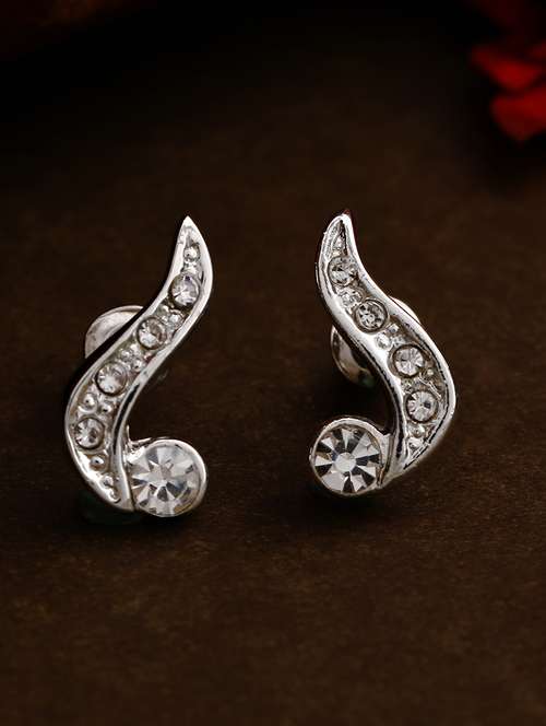 white metal studs earring - 17327738 - Standard Image - 0