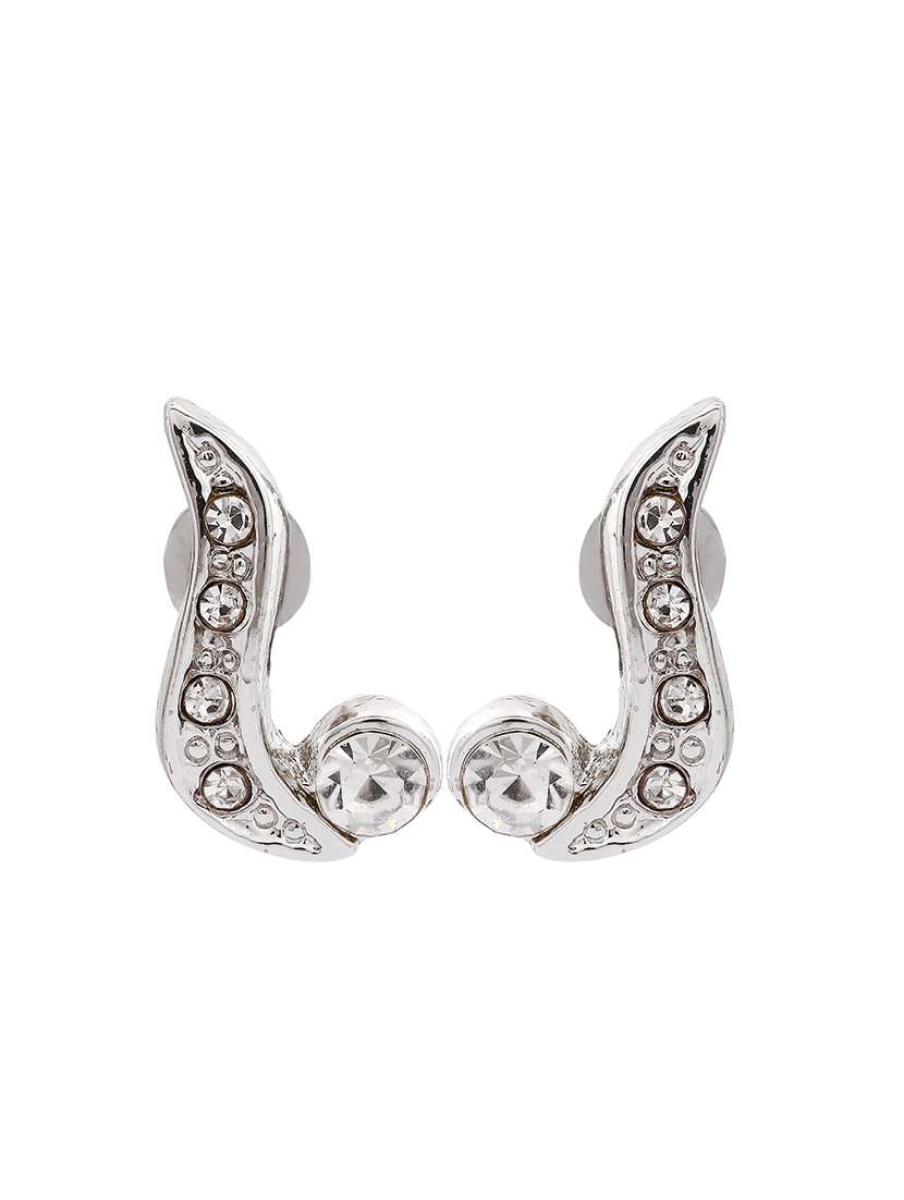white metal studs earring - 17327738 - Standard Image - 3