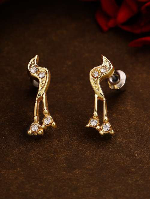 gold metal studs earring - 17327739 - Standard Image - 0