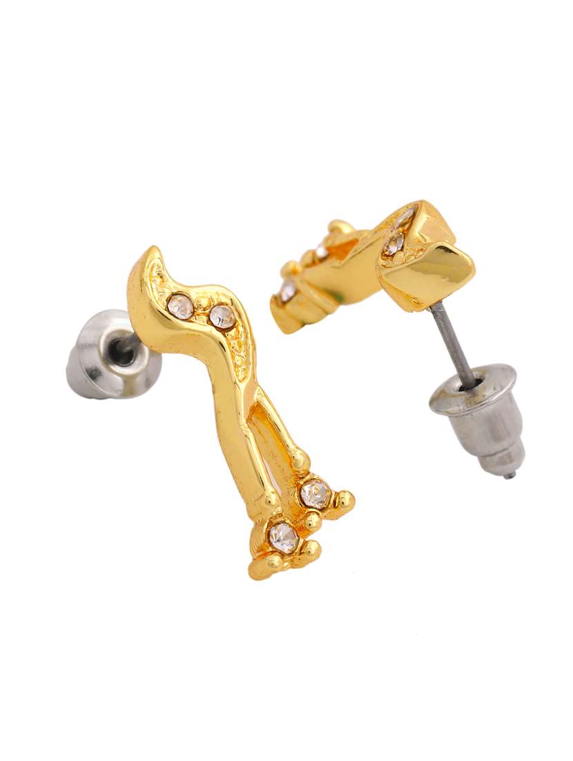 gold metal studs earring - 17327739 - Standard Image - 3
