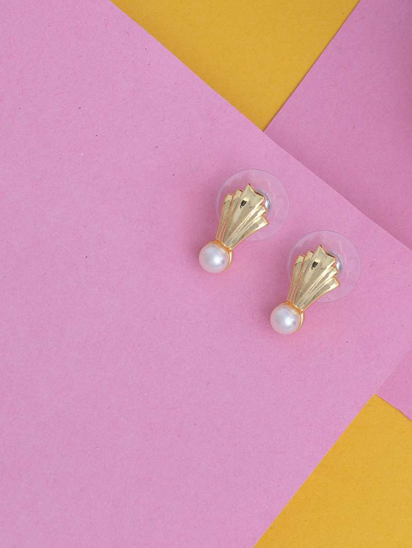 gold metal studs earring - 17327745 -  Zoom Image - 0