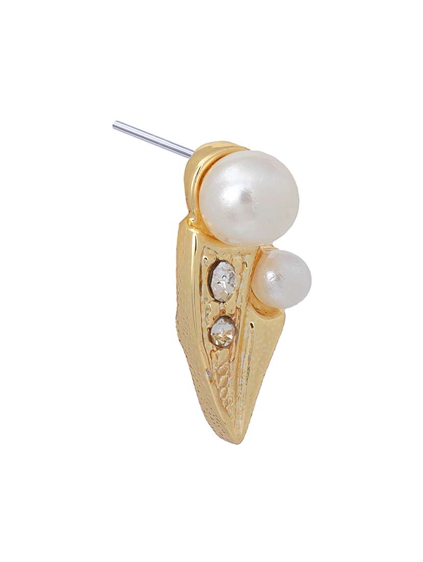 gold metal studs earring - 17327747 - Standard Image - 3