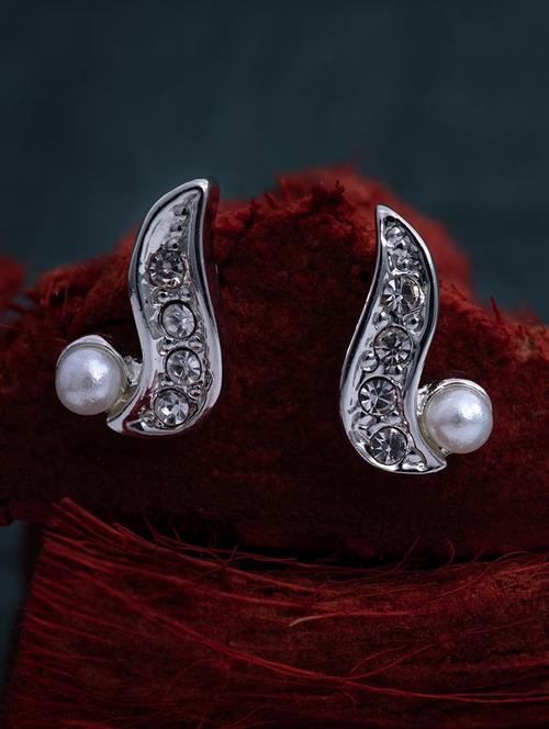 white metal studs earring - 17327750 - Standard Image - 0