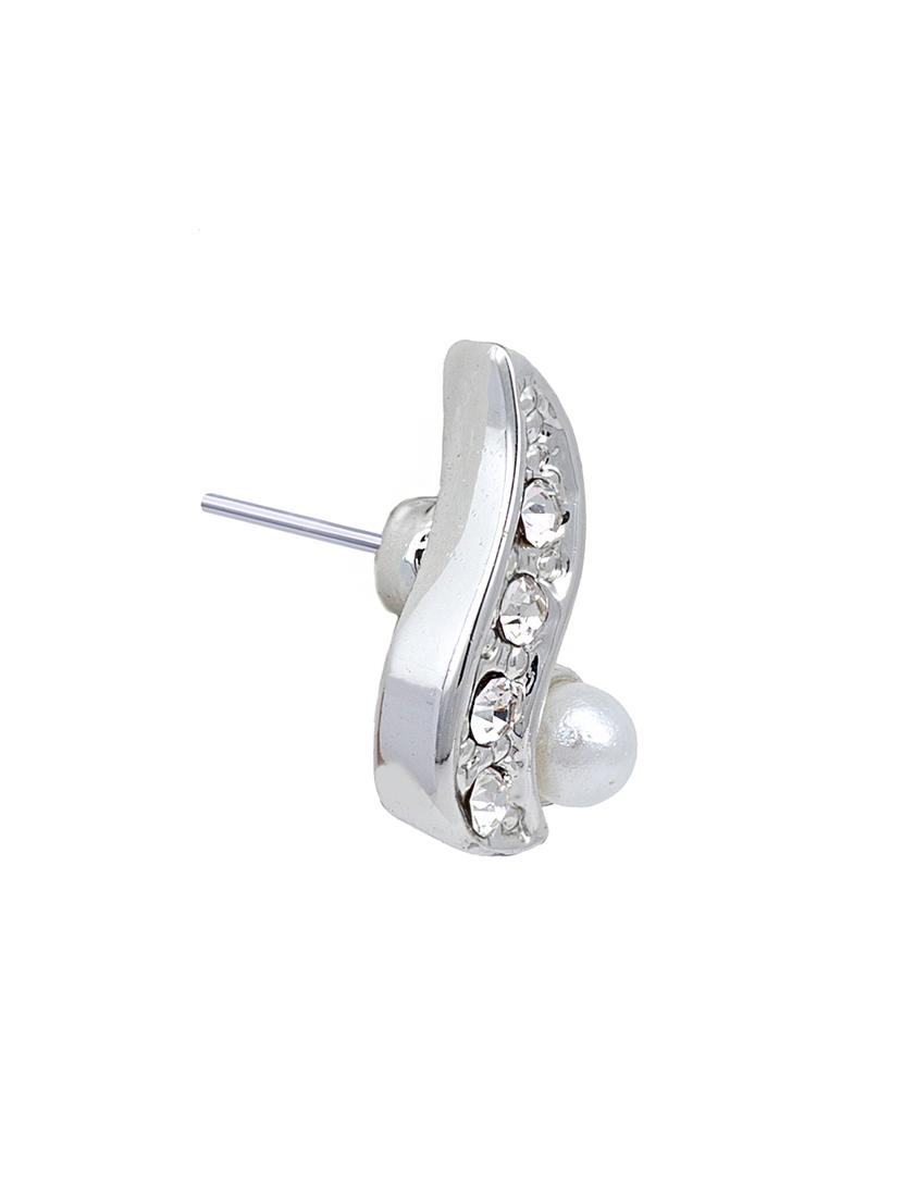 white metal studs earring - 17327750 - Standard Image - 3