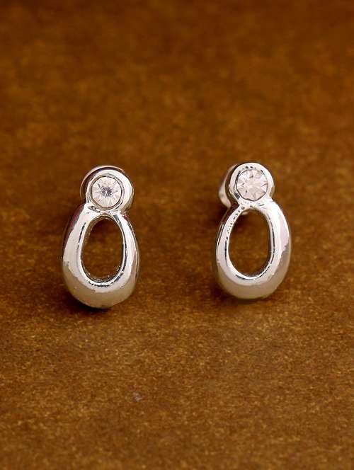 white metal studs earring - 17327754 - Standard Image - 0