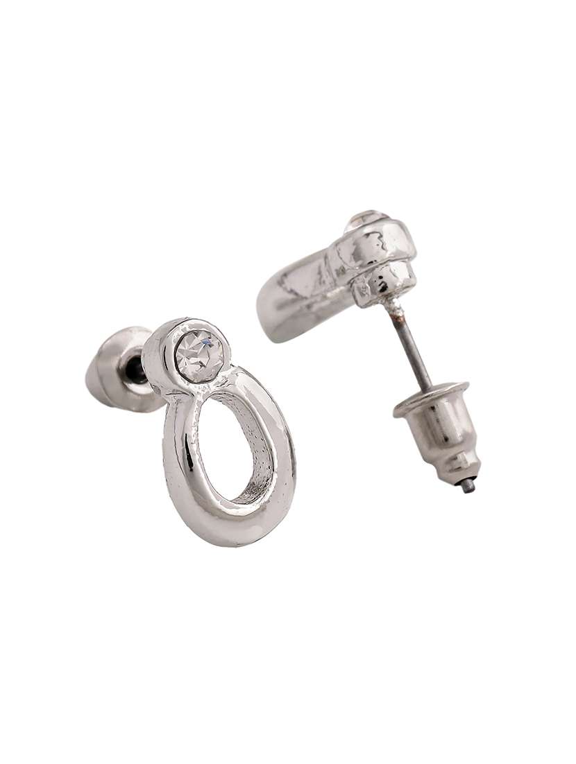 white metal studs earring - 17327754 - Standard Image - 3