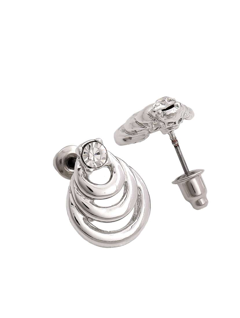 silver metal studs earring - 17327819 - Standard Image - 3