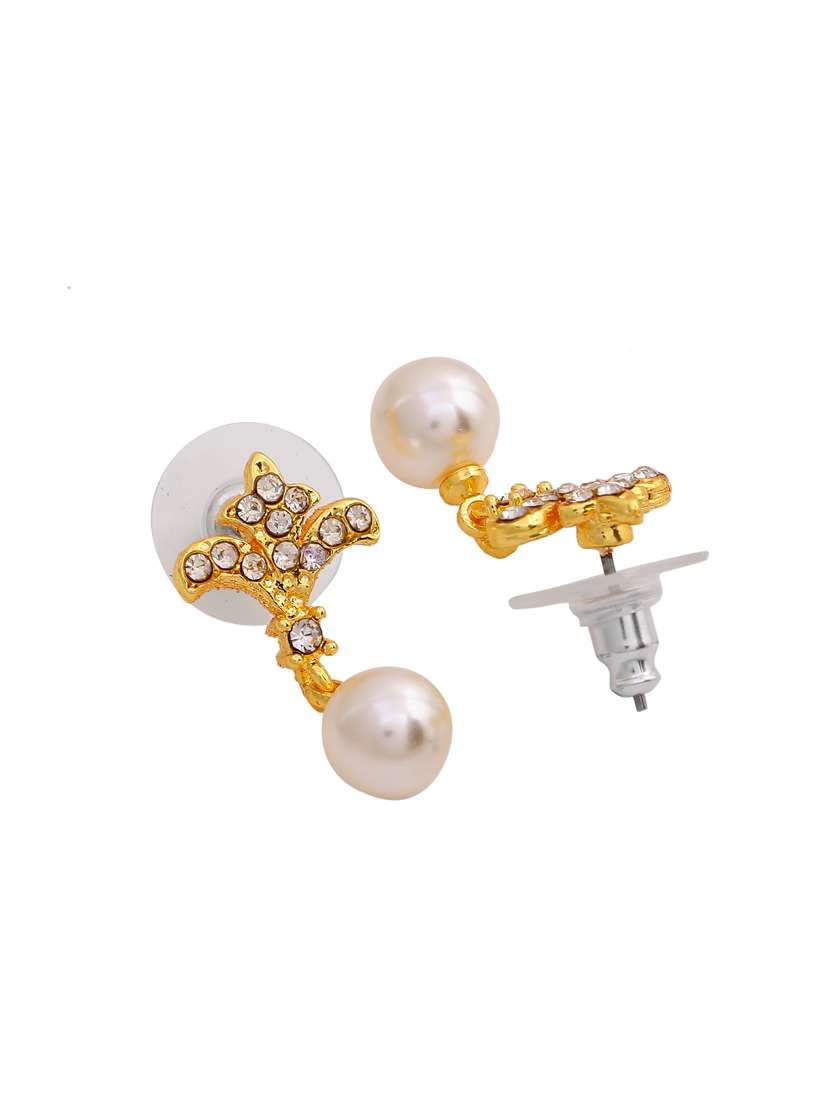 white metal drop earring - 17327823 - Standard Image - 3