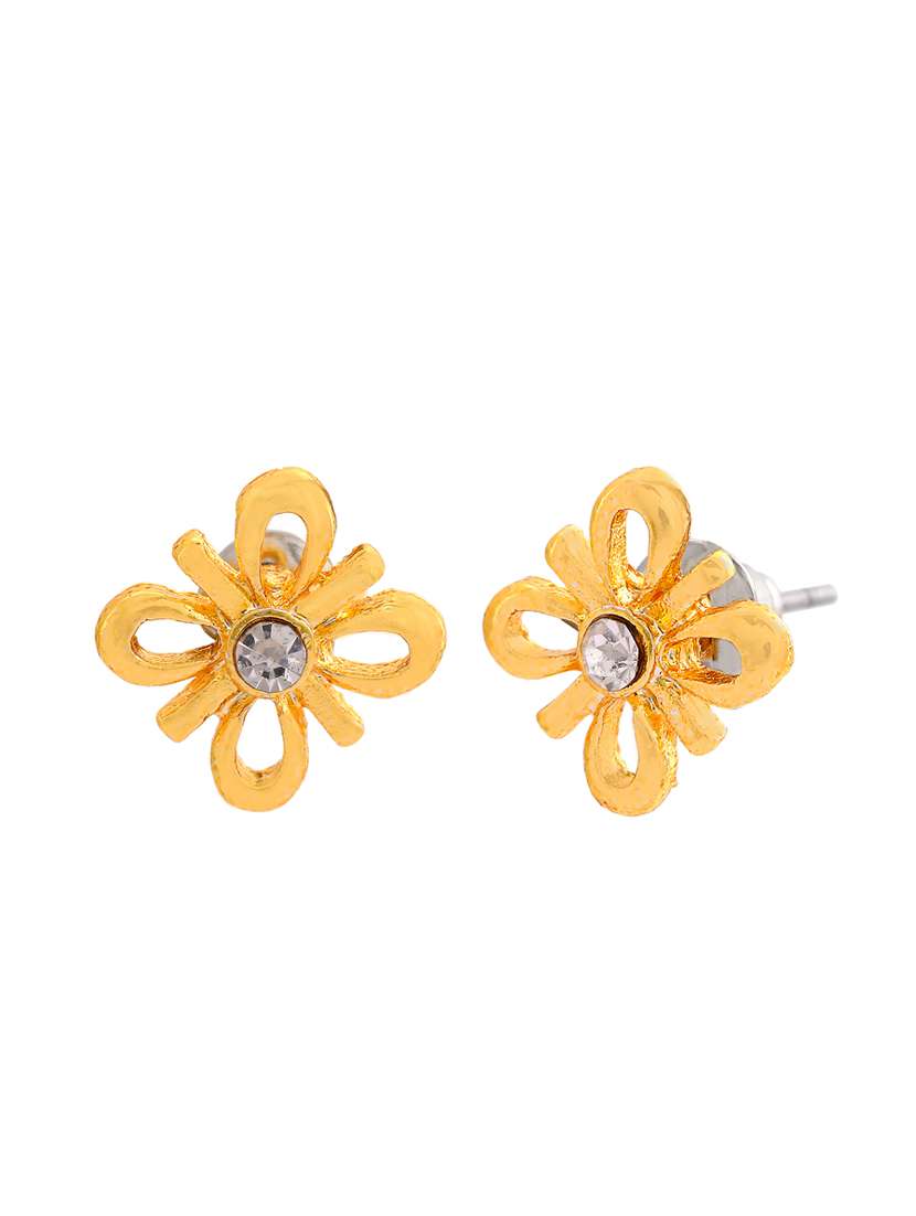 gold metal studs earring - 17327831 - Standard Image - 3