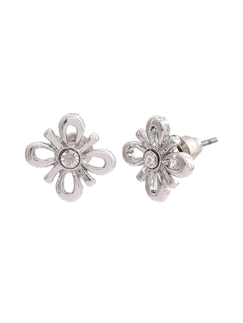 white metal studs earring - 17327832 -  Standard Image - 3