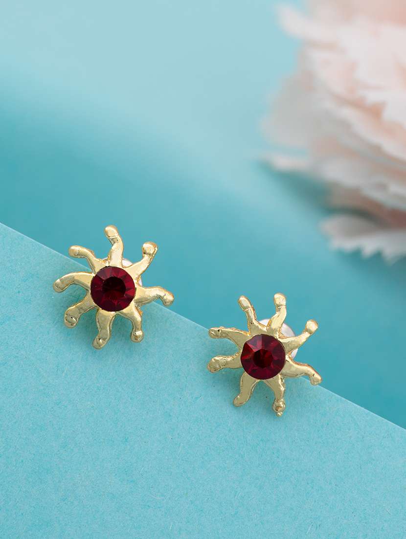 red metal studs earring - 17327833 -  Zoom Image - 0