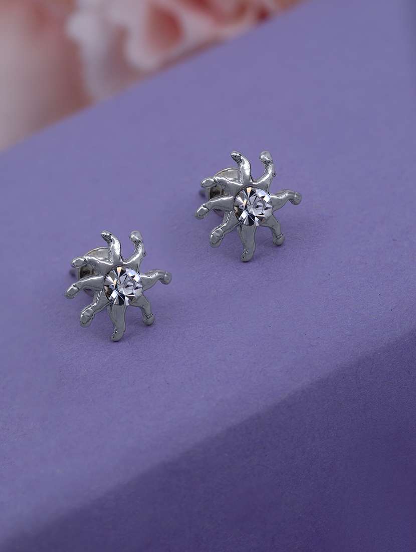 white metal studs earring - 17327835 - Zoom Image - 0