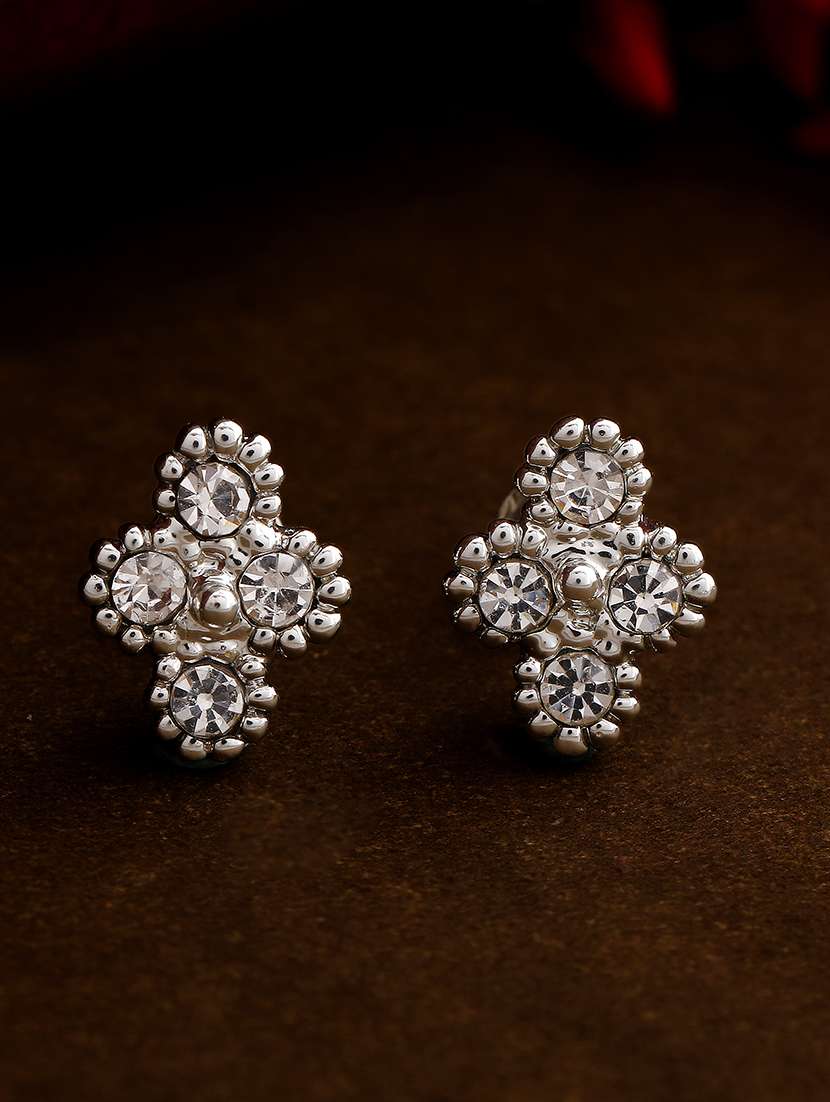 white metal studs earring - 17327837 - Zoom Image - 0