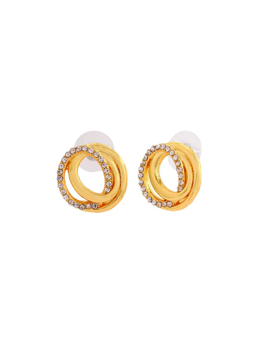 gold metal studs earring - 17327844 - Standard Image - 3