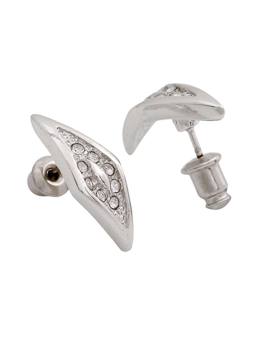 white metal studs earring - 17327853 - Standard Image - 3