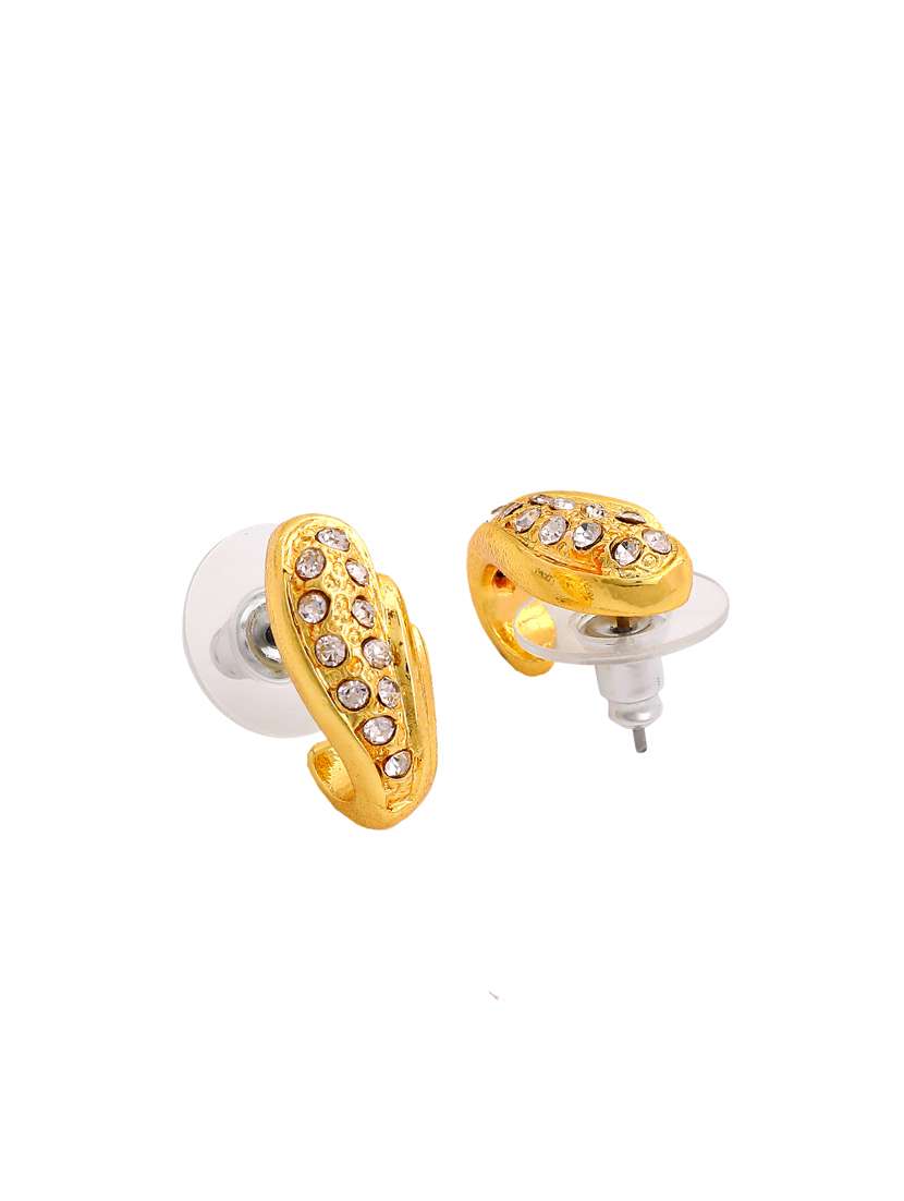 gold metal studs earring - 17327854 - Standard Image - 3