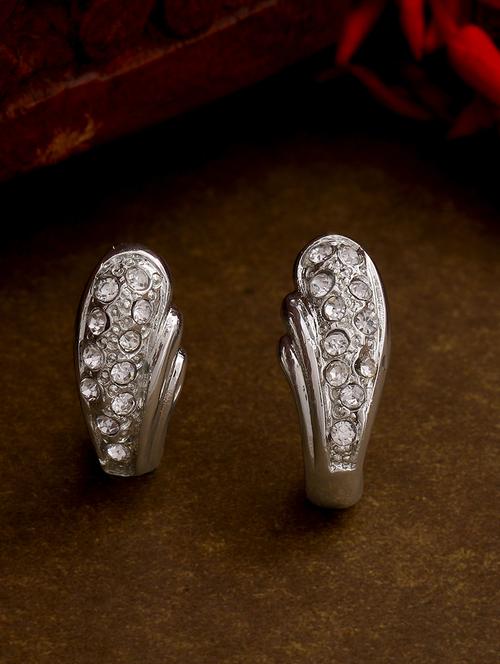white metal studs earring - 17327855 - Standard Image - 0