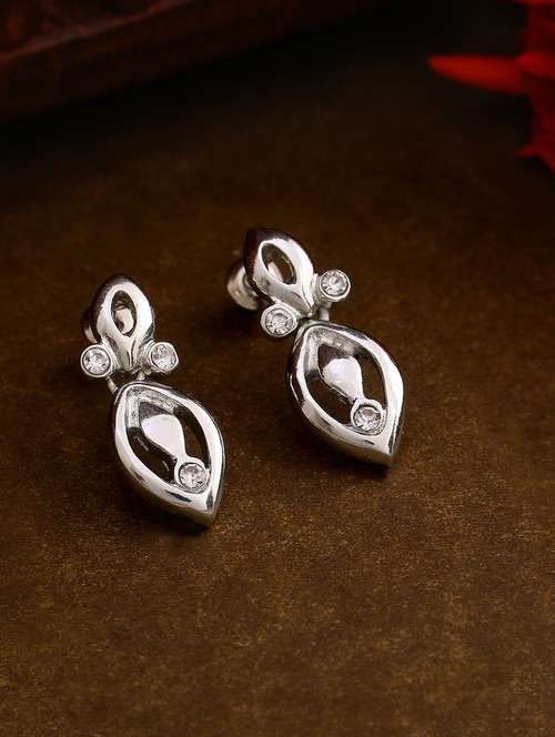 white metal drop earring - 17327857 -  Standard Image - 0