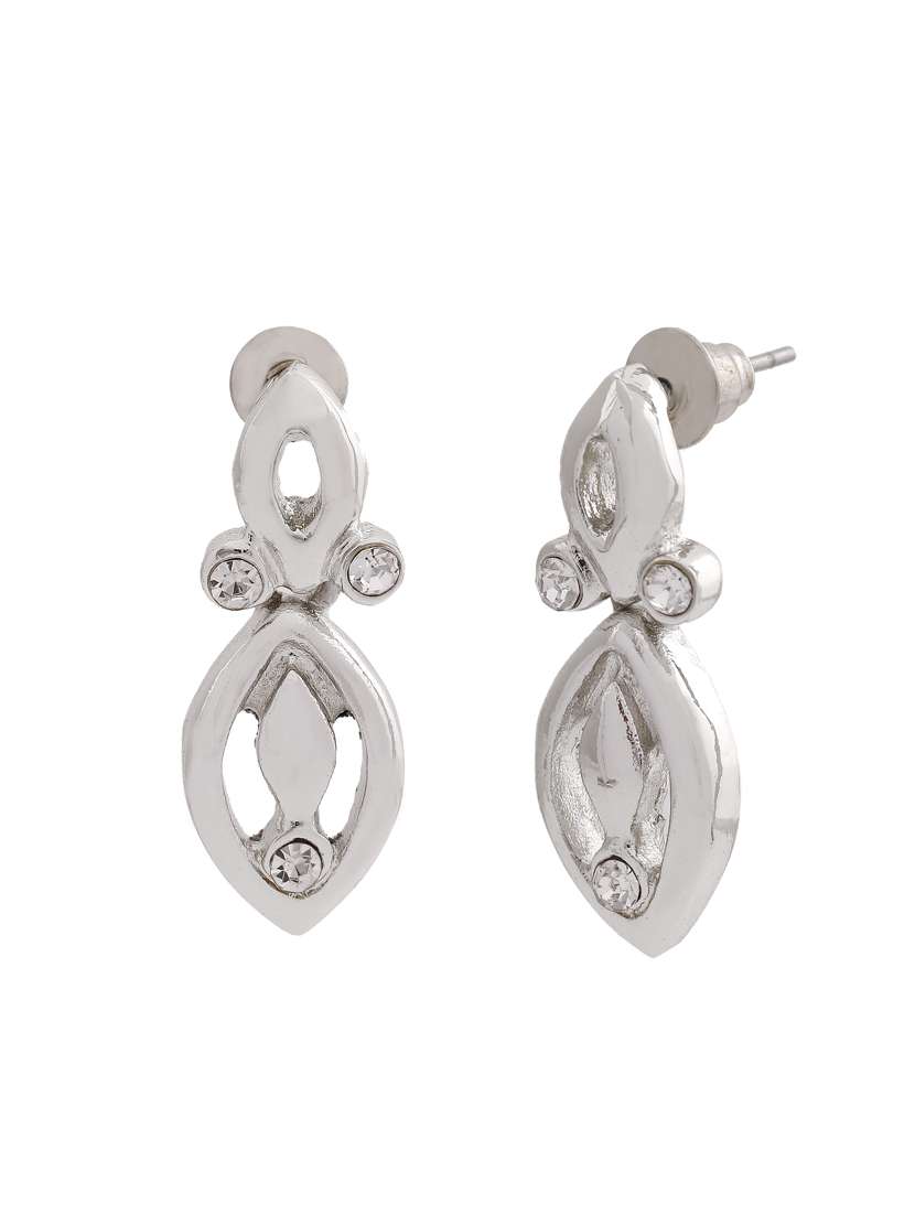 white metal drop earring - 17327857 -  Standard Image - 3