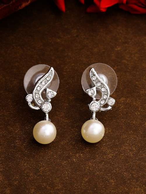 white metal drop earring - 17327860 -  Standard Image - 0