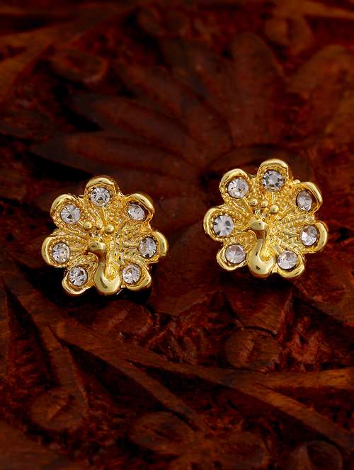 gold metal studs earring - 17327867 - Standard Image - 0