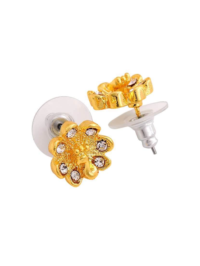 gold metal studs earring - 17327867 - Standard Image - 3