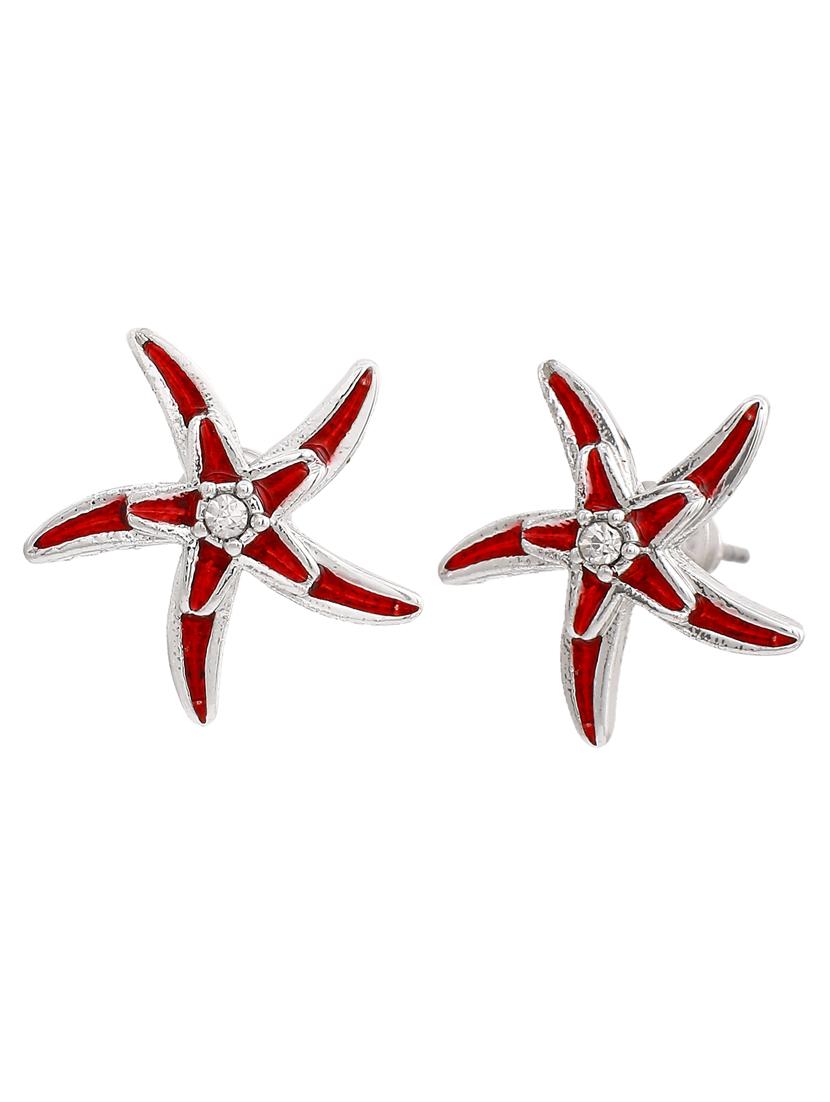 red metal studs earring - 17327871 - Standard Image - 3