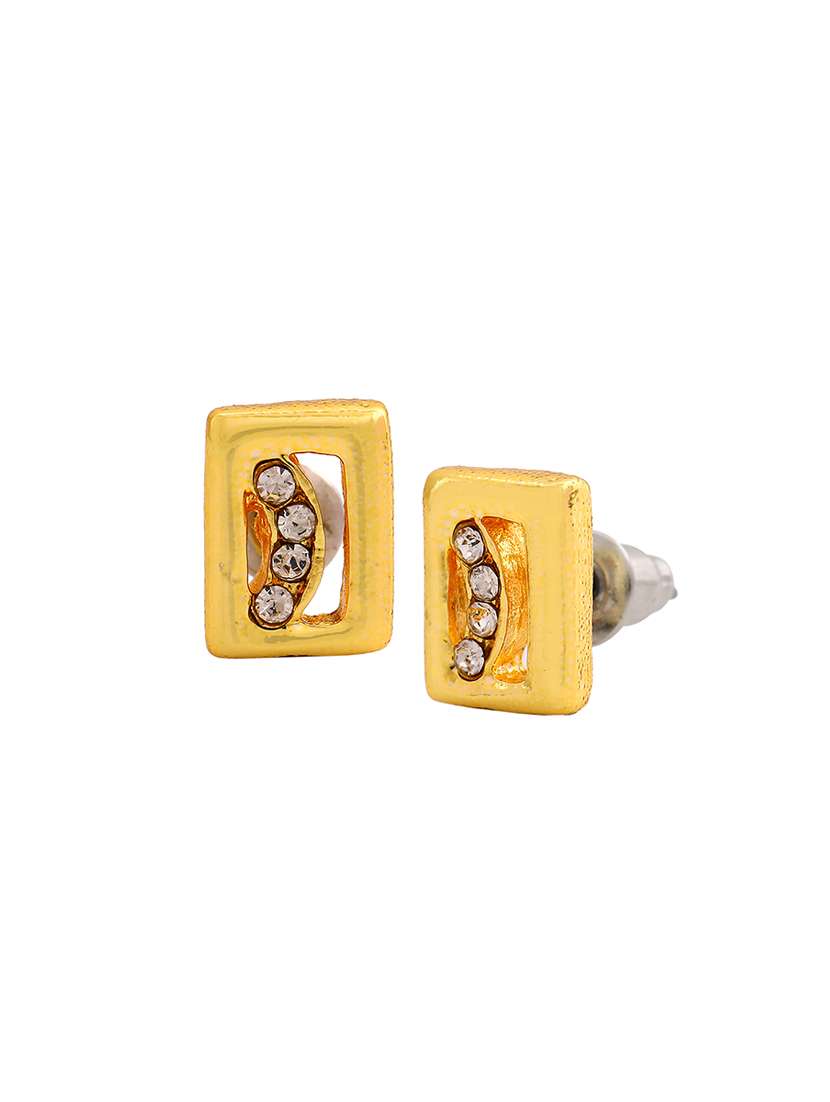 gold metal studs earring - 17327880 - Standard Image - 3