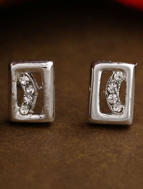 white metal studs earring - 17327881 - Standard Image - 0