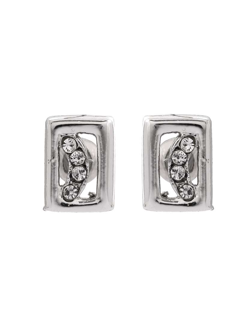 white metal studs earring - 17327881 - Standard Image - 3