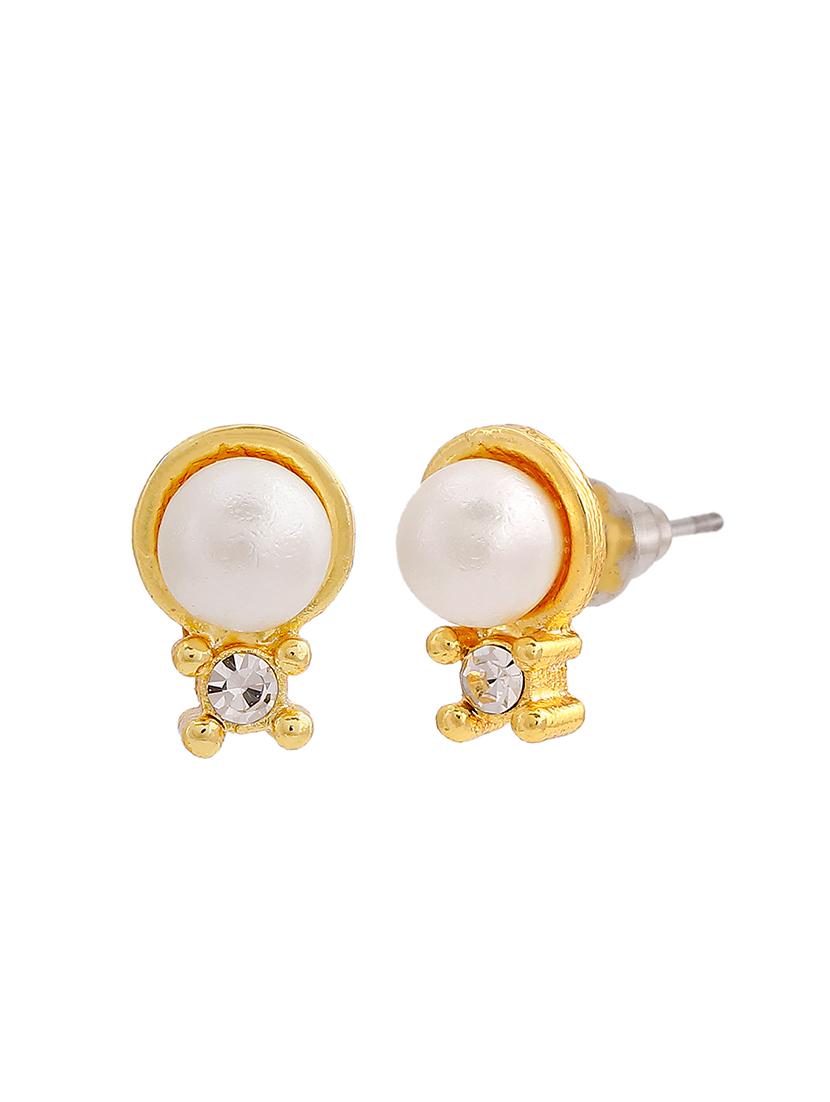 gold metal studs earring - 17327882 - Standard Image - 3