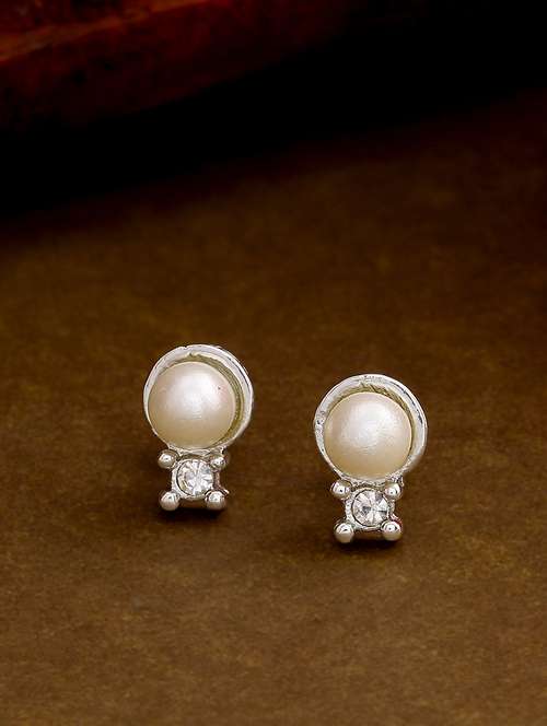 white metal studs earring - 17327883 -  Standard Image - 0