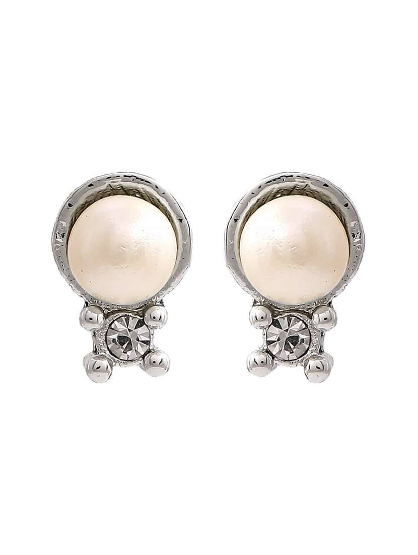 white metal studs earring - 17327883 -  Standard Image - 3