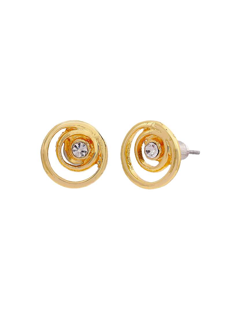 gold metal studs earring - 17327884 - Standard Image - 3