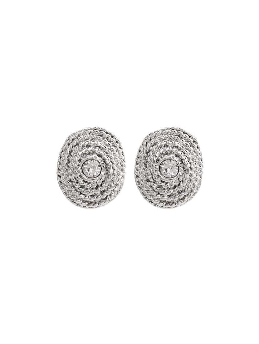white metal studs earring - 17327887 - Standard Image - 3