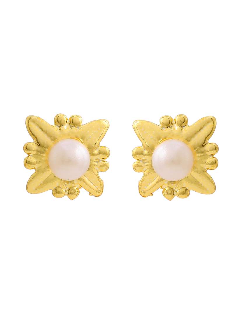 gold metal studs earring - 17327888 - Standard Image - 3