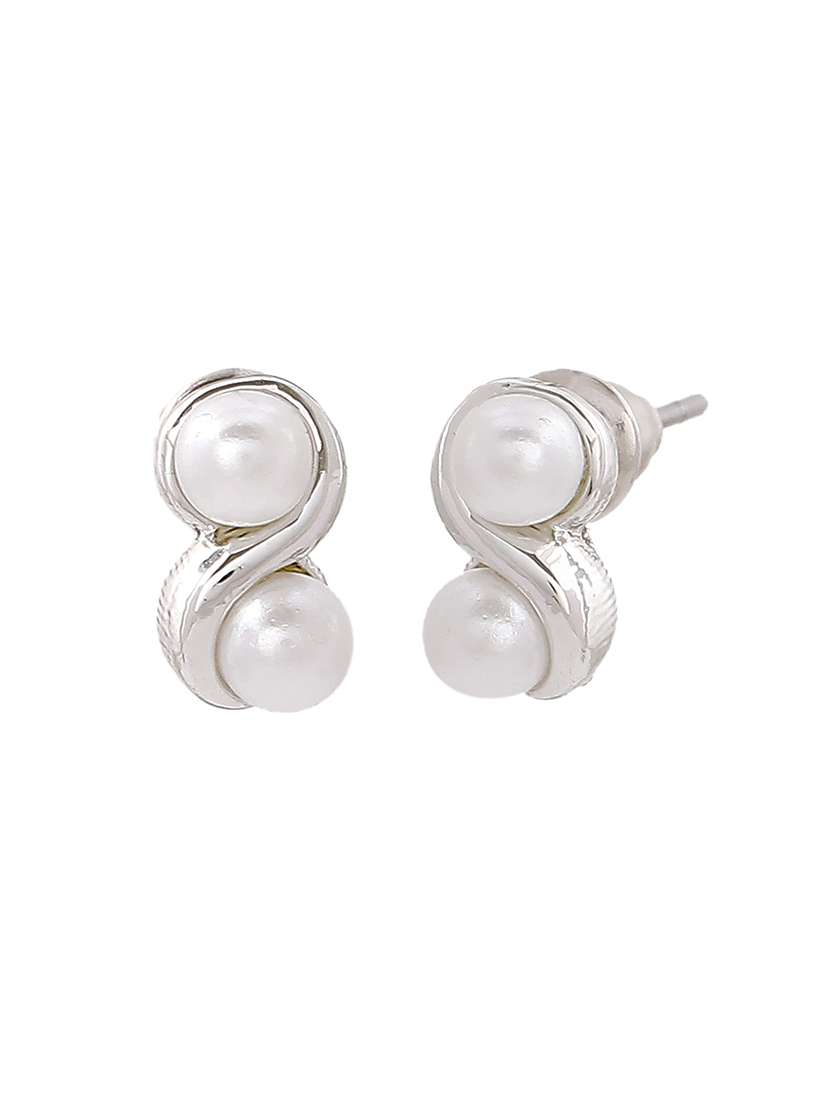 silver metal studs earring - 17327898 - Standard Image - 3