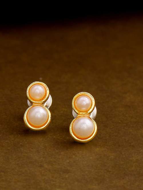 white metal studs earring - 17327901 - Standard Image - 0