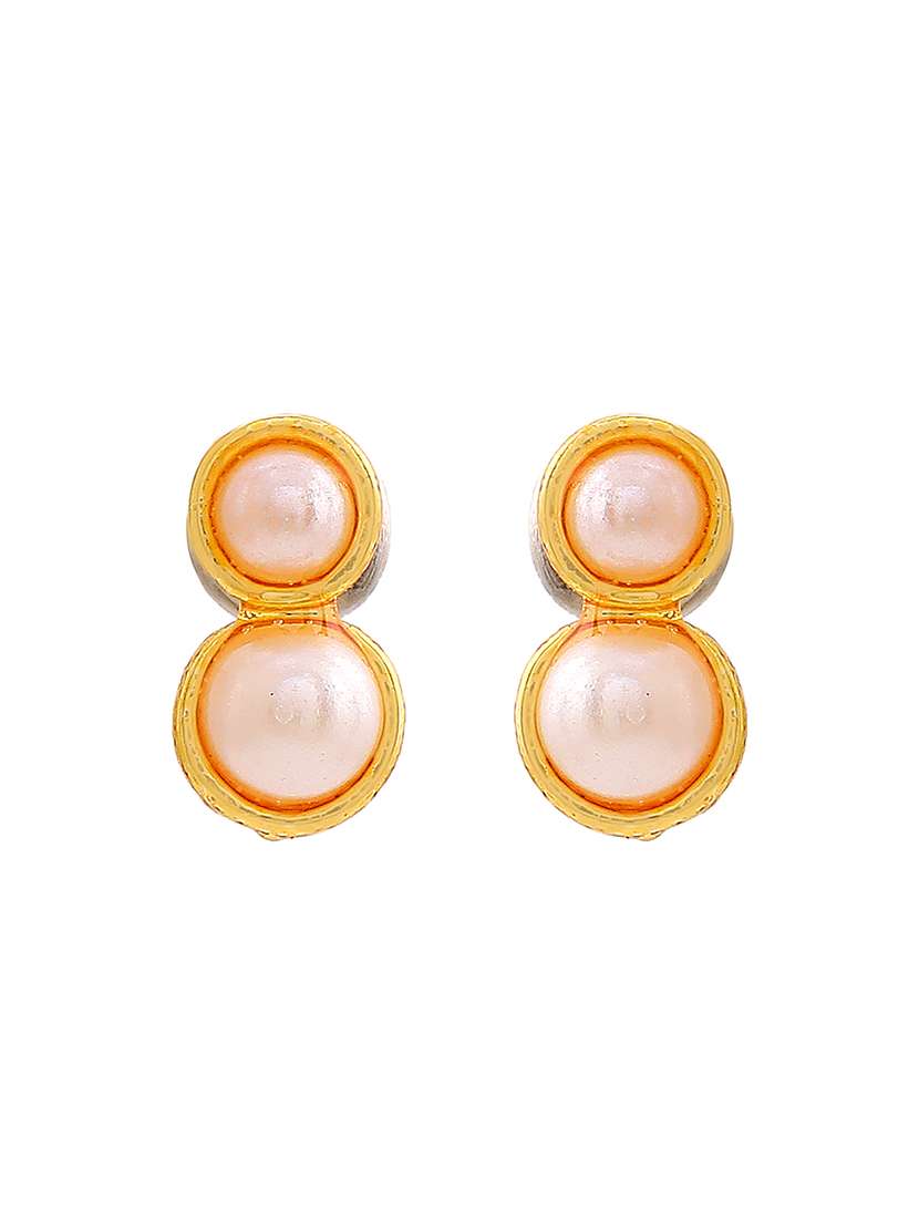 white metal studs earring - 17327901 - Standard Image - 3