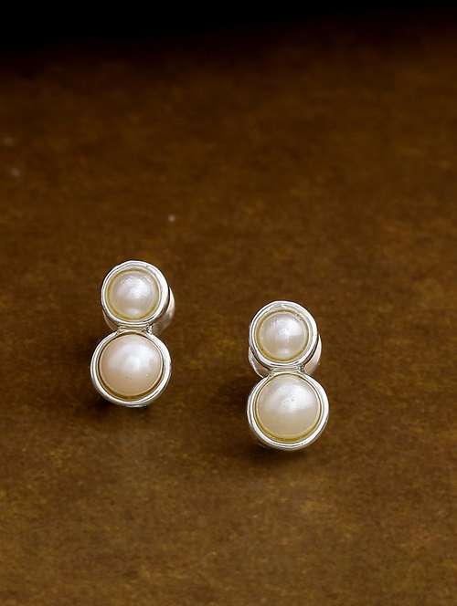 white metal studs earring - 17327902 -  Standard Image - 0