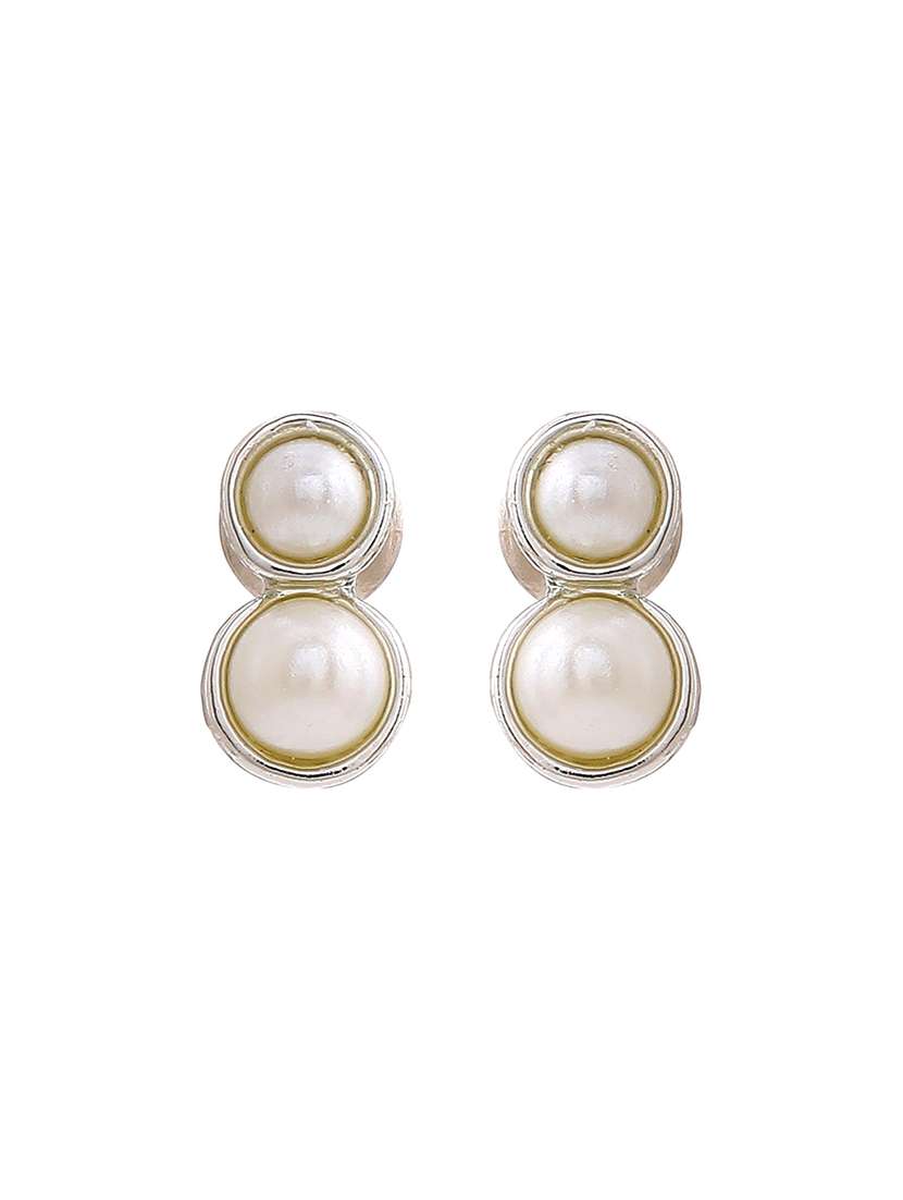 white metal studs earring - 17327902 -  Standard Image - 3