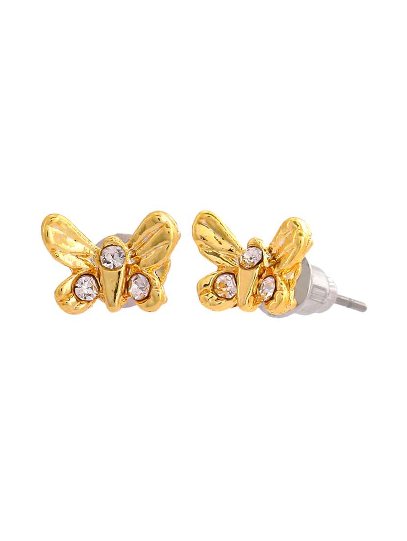 gold metal studs earring - 17327905 - Standard Image - 3