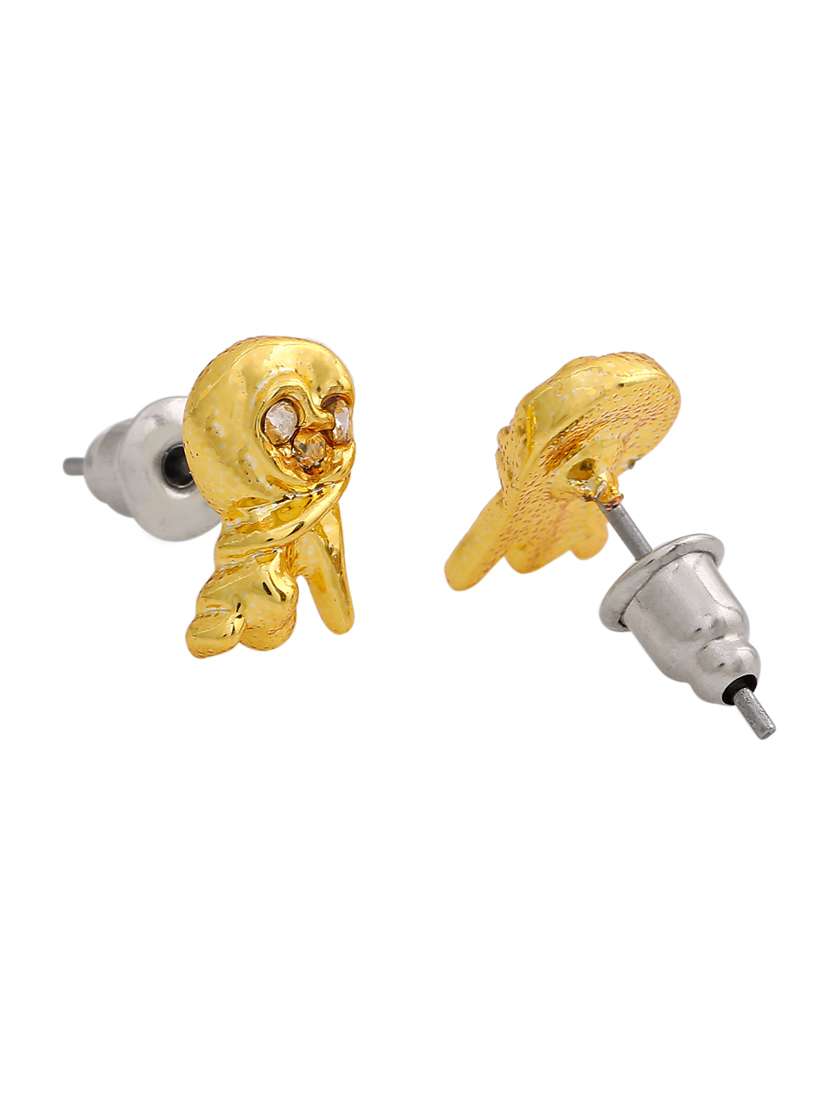 gold metal studs earring - 17327907 -  Standard Image - 3